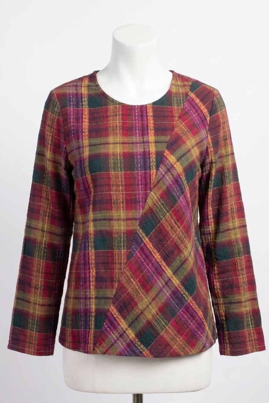 NEW HABITAT habitat jaquard windowpane pullover in forest